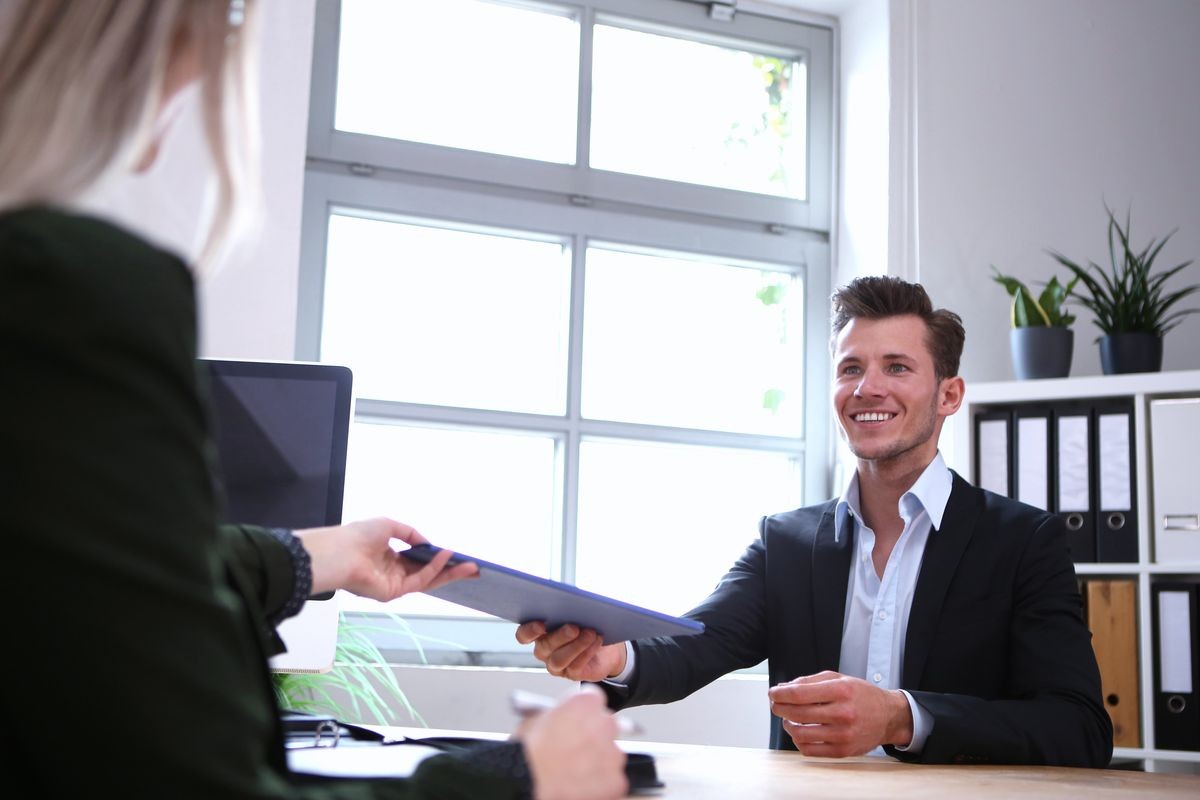 Young man applies for a job